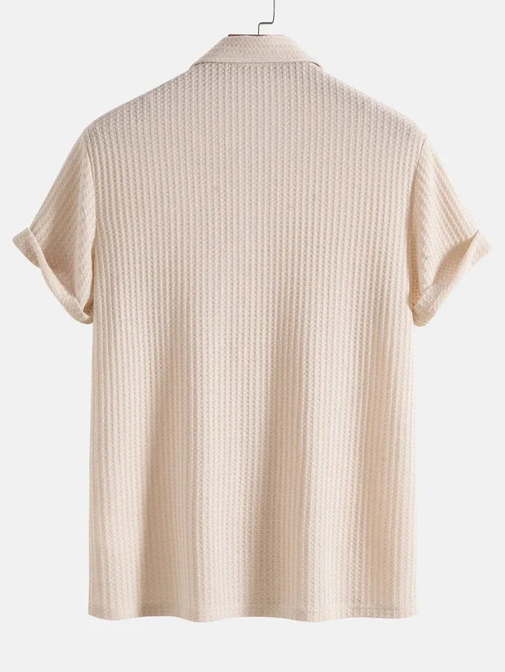 Men’s Short Sleeve Knit Shirt – Ribbed Texture – Polo Collar – Lightweight Summer Staple