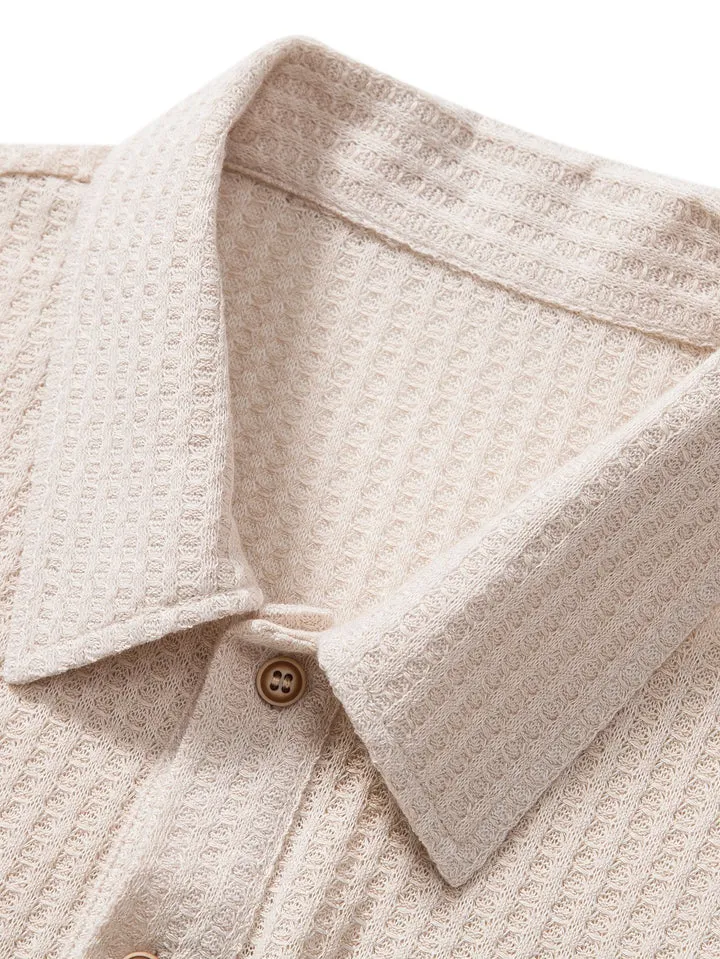 Men’s Short Sleeve Knit Shirt – Ribbed Texture – Polo Collar – Lightweight Summer Staple