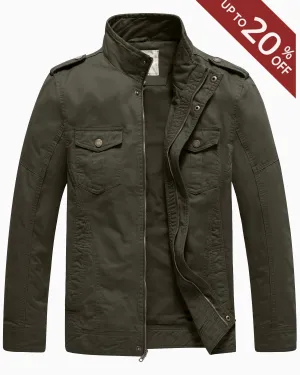 Men'S Spring Lightweight Cotton Work Jacket Windbreaker Utility Coat Green S