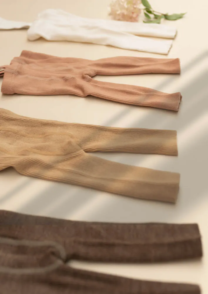 Merino Blend Tights with Braces - Mellow Pink