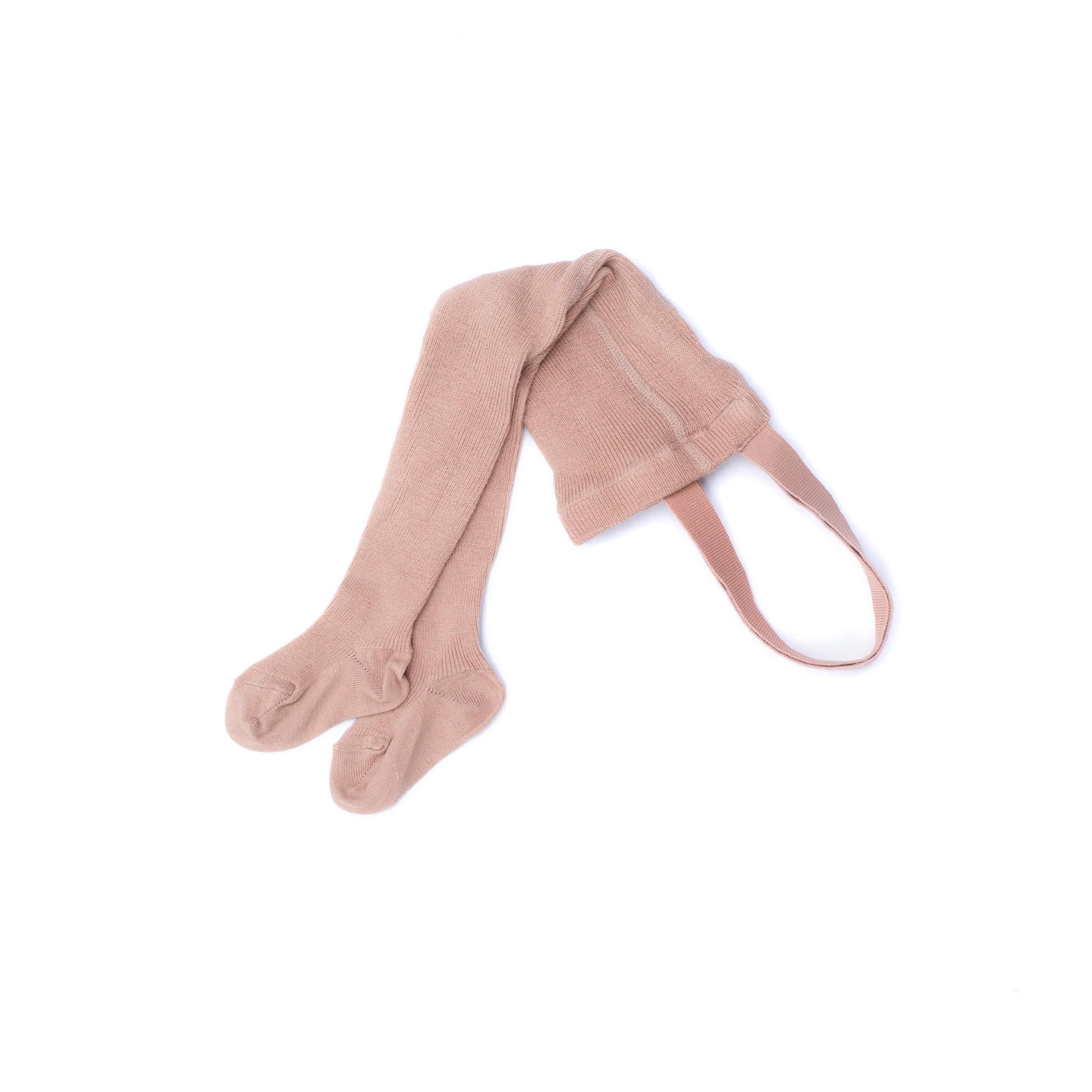 Merino Blend Tights with Braces - Mellow Pink
