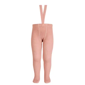 Merino Blend Tights with Braces - Mellow Pink