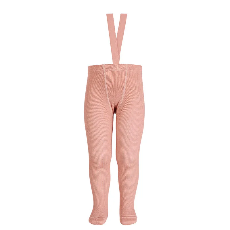 Merino Blend Tights with Braces - Mellow Pink