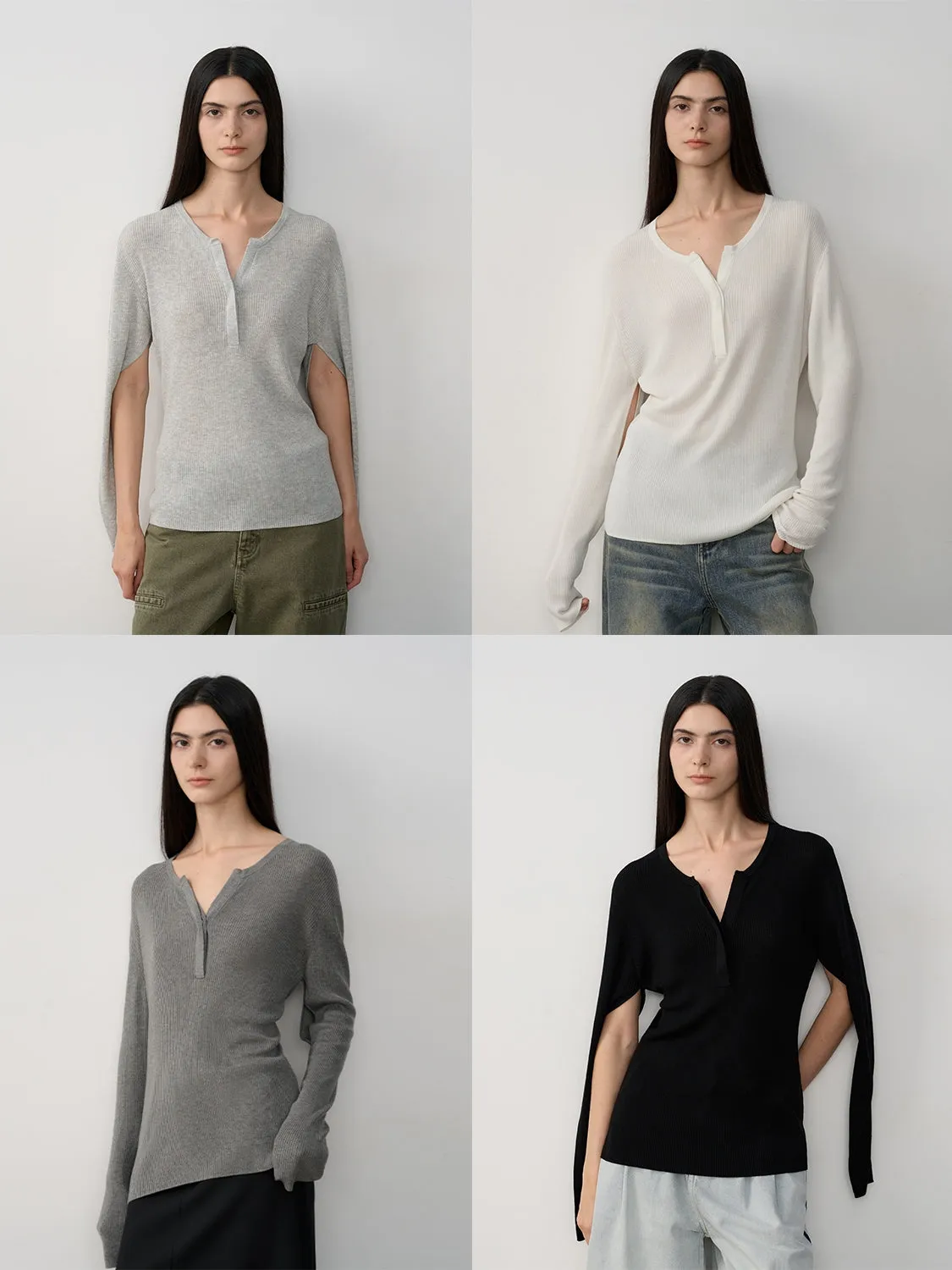 Minimal Henry Collar Knit Sweater