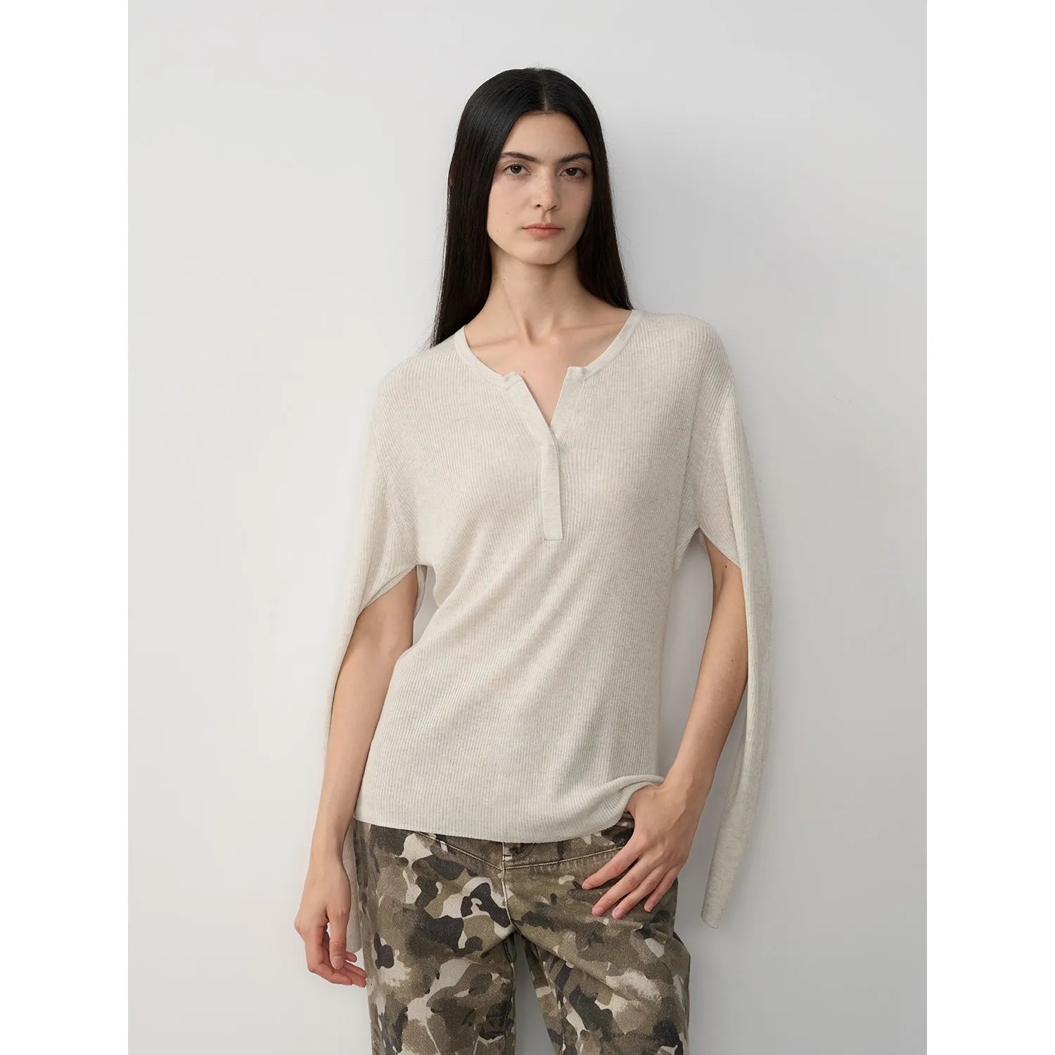 Minimal Henry Collar Knit Sweater