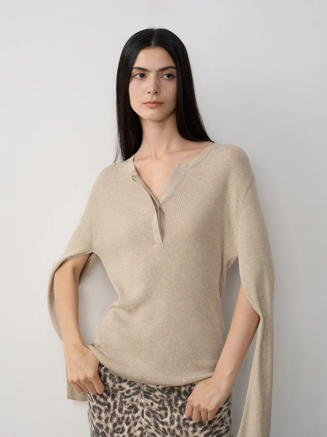 Minimal Henry Collar Knit Sweater