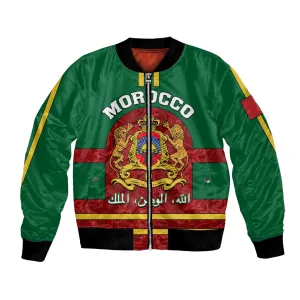 Morocco Proclamation Day Bomber Jacket with Marruecos Coat of Arms and Roses Pattern LT01