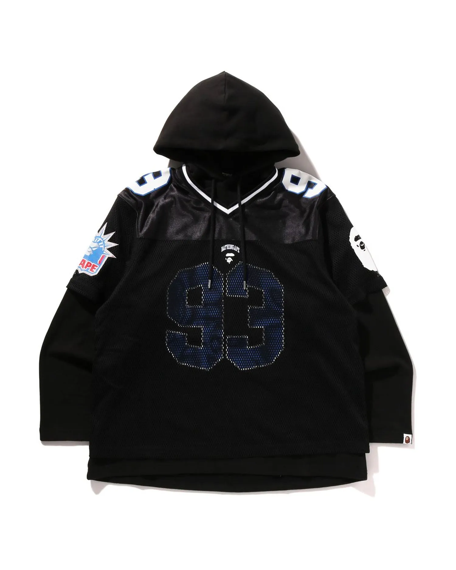Multi Logo Layered Sleeves Relaxed Fit Football Jersey