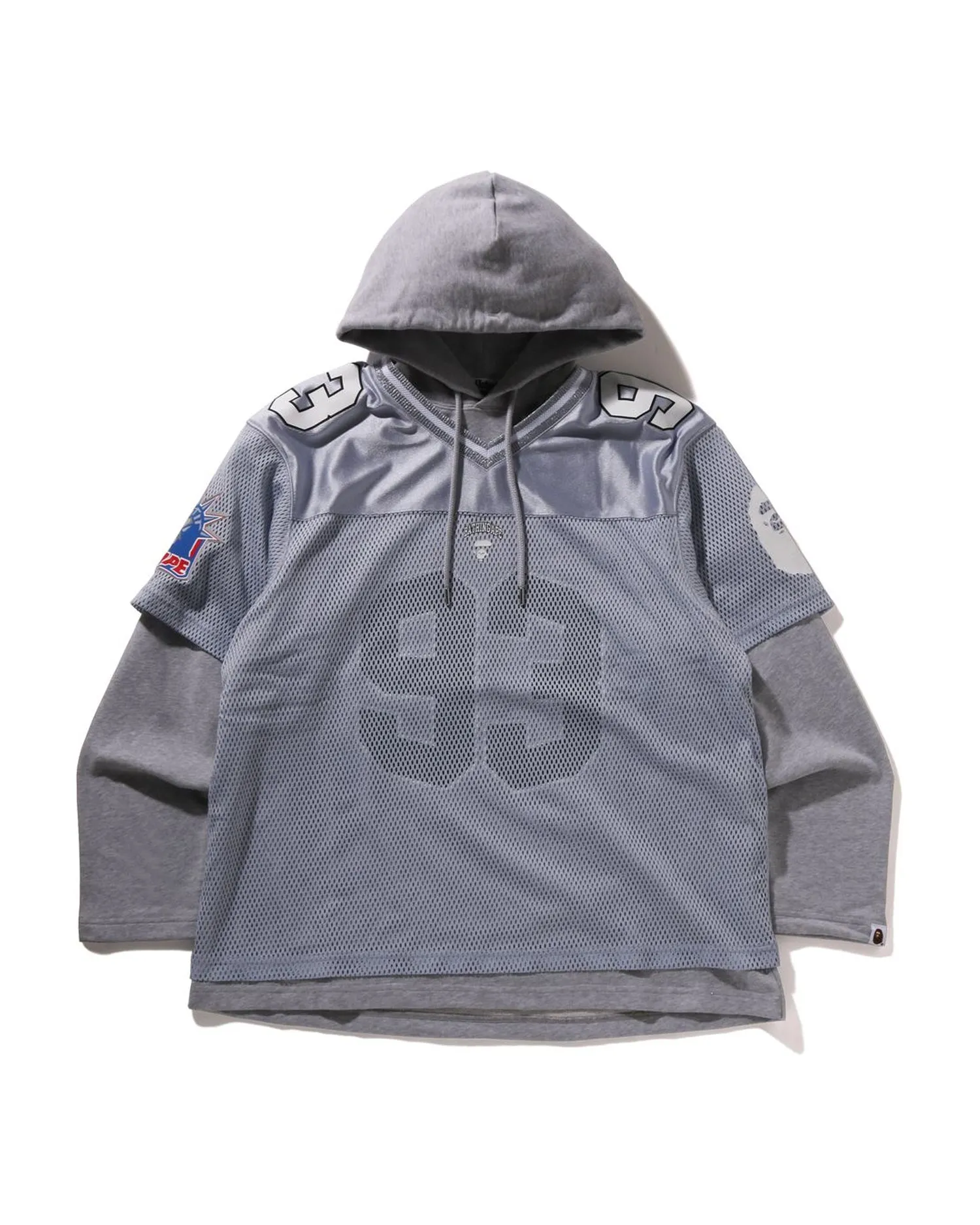 Multi Logo Layered Sleeves Relaxed Fit Football Jersey