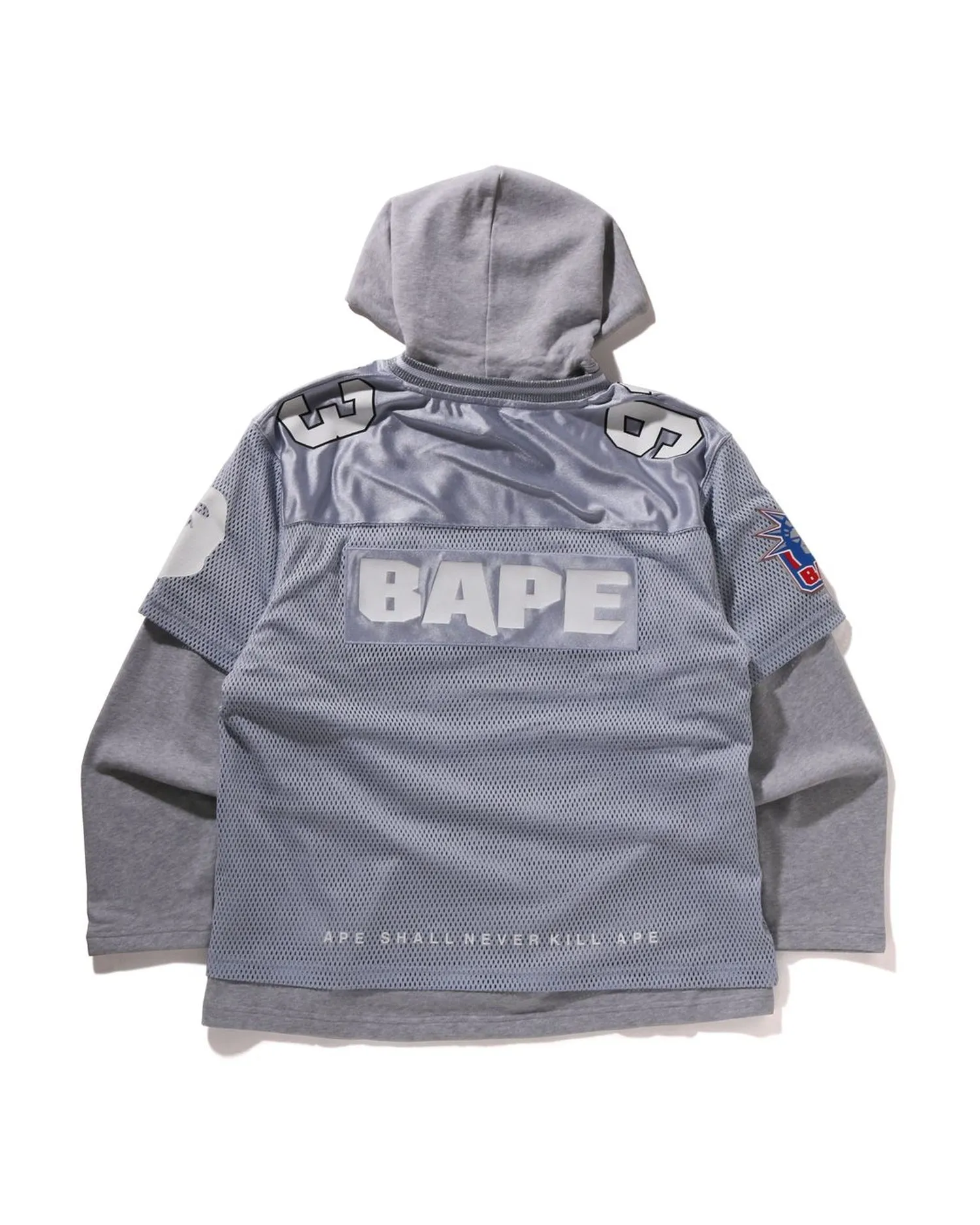 Multi Logo Layered Sleeves Relaxed Fit Football Jersey