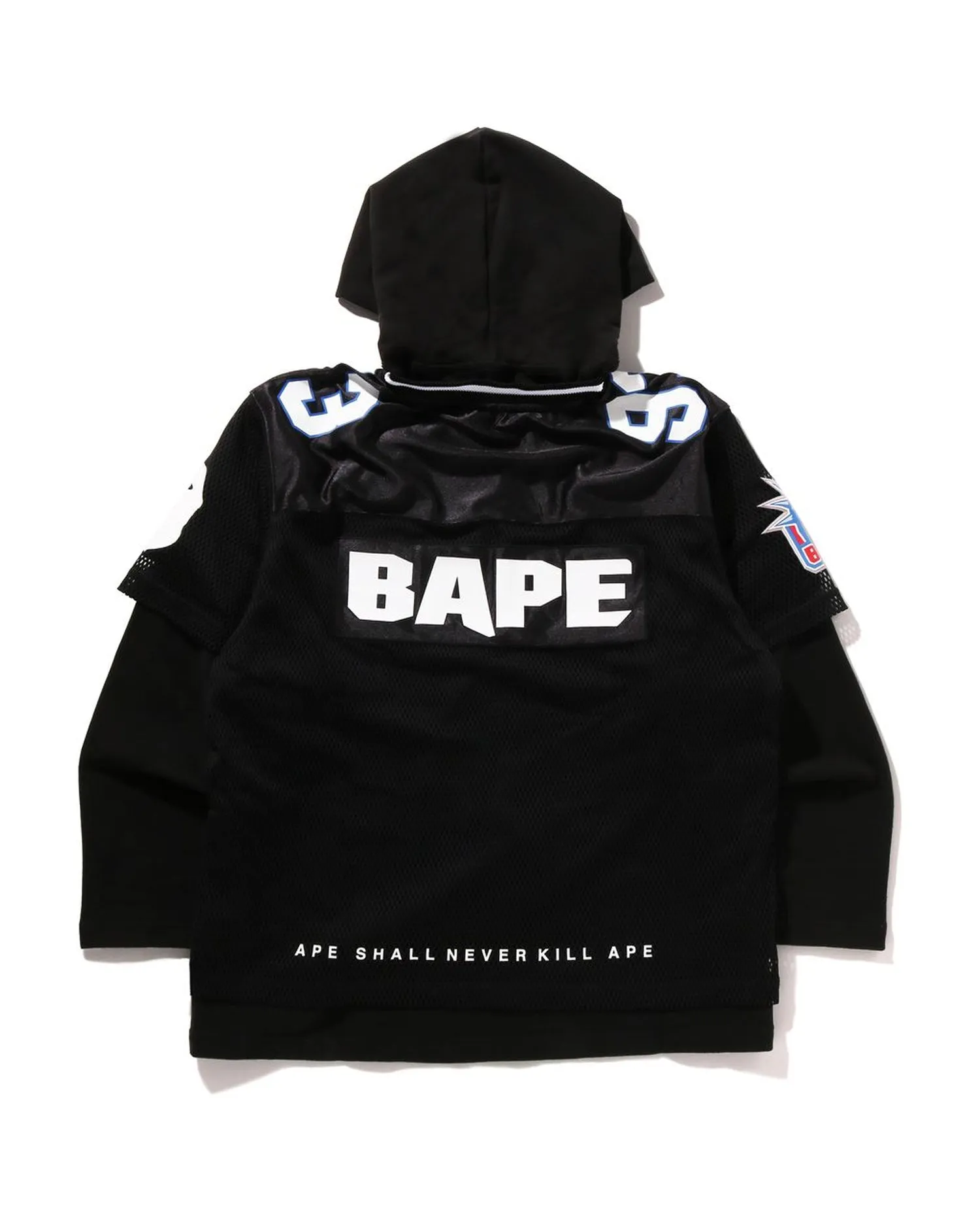 Multi Logo Layered Sleeves Relaxed Fit Football Jersey