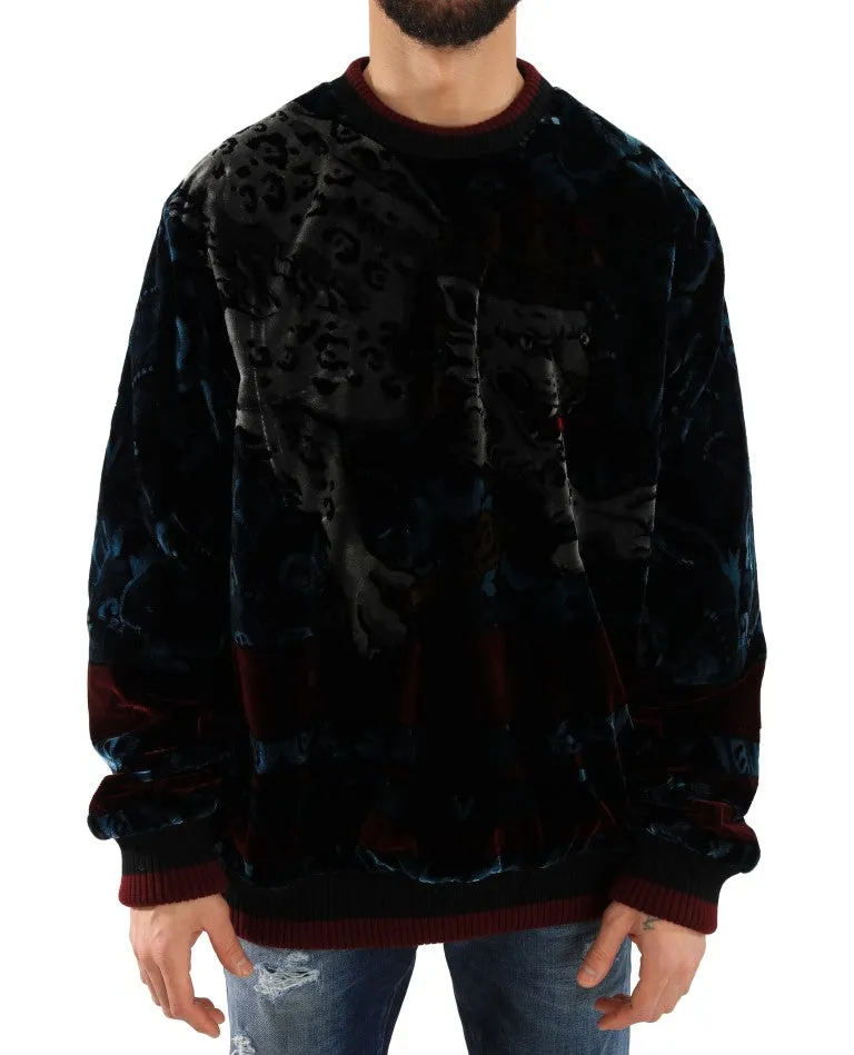 Multicolor Leopard Velvet Pullover Sweater