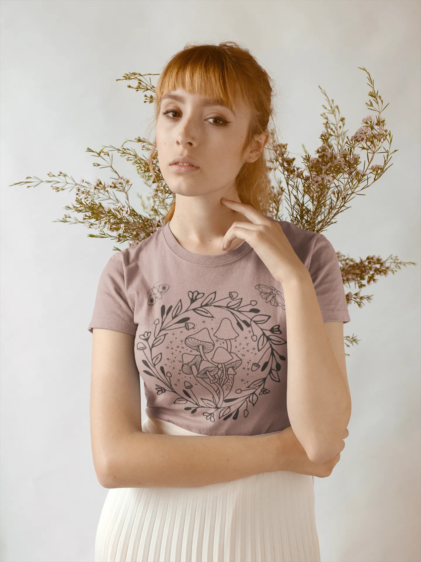 Mushrooms Wreath Moths Tee