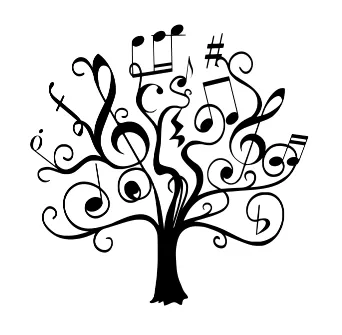 Music Notes Tree Unisex  White Short Sleeve T-shirt