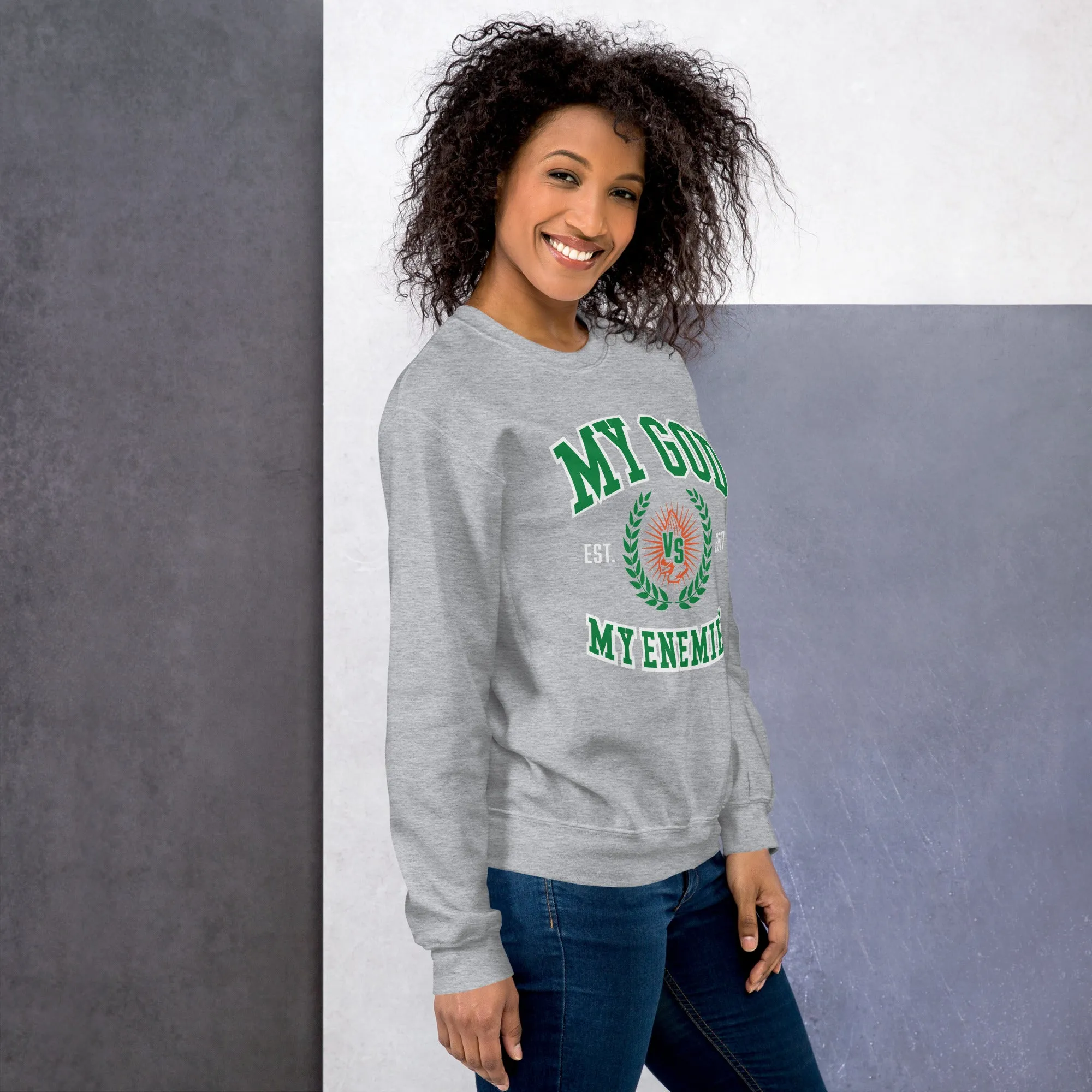 MY GOD VS MY ENEMIES GREY SWEATSHIRT (FAMU EDITION)