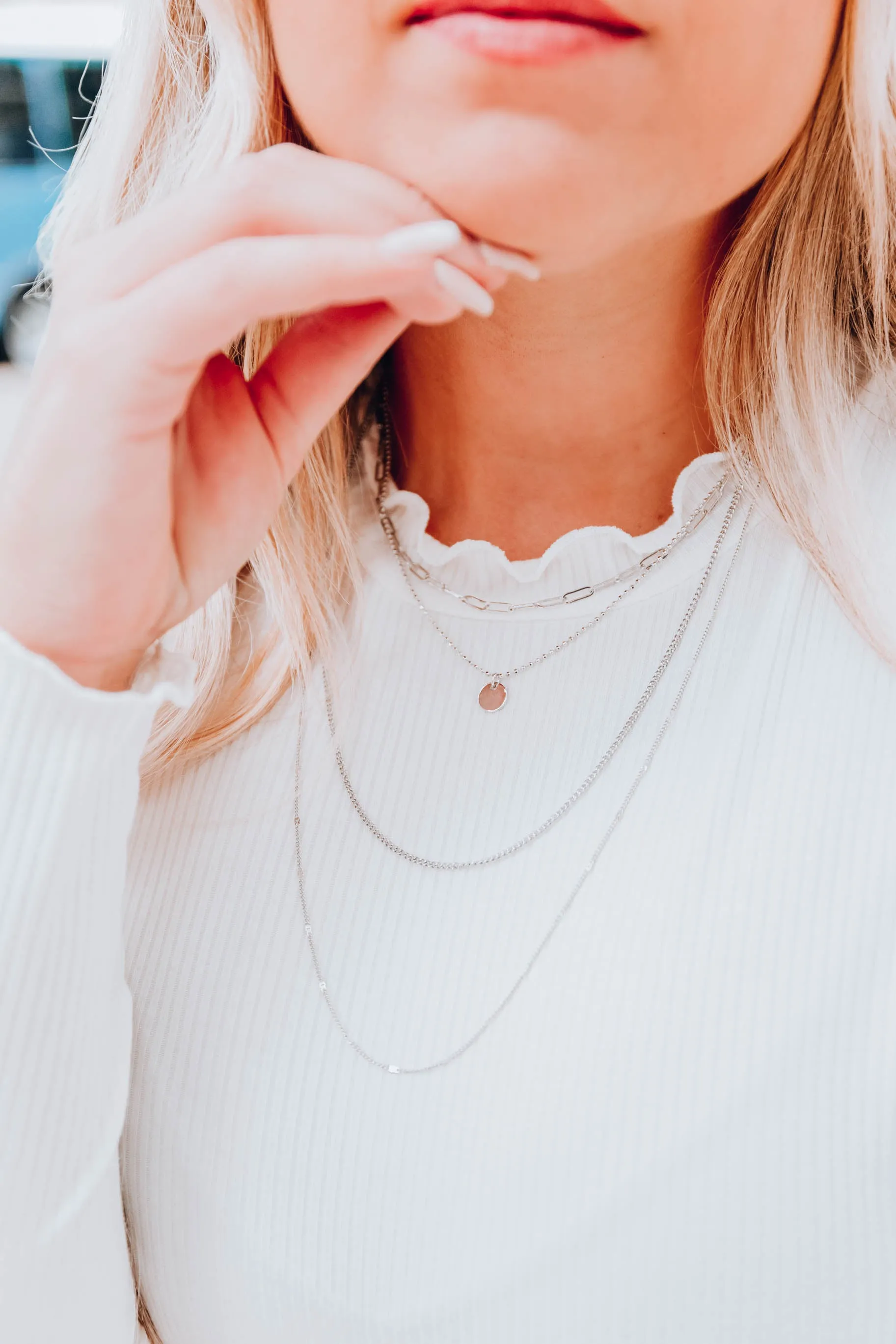 Naomi Layered Necklace - Silver