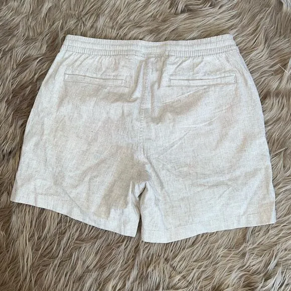 New A&amp;F 6&quot; Linen Blend Pull-On Shorts Women's Beige size M