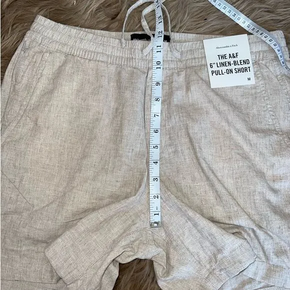New A&amp;F 6&quot; Linen Blend Pull-On Shorts Women's Beige size M