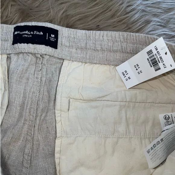 New A&amp;F 6&quot; Linen Blend Pull-On Shorts Women's Beige size M