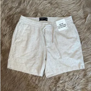 New A&amp;F 6&quot; Linen Blend Pull-On Shorts Women's Beige size M