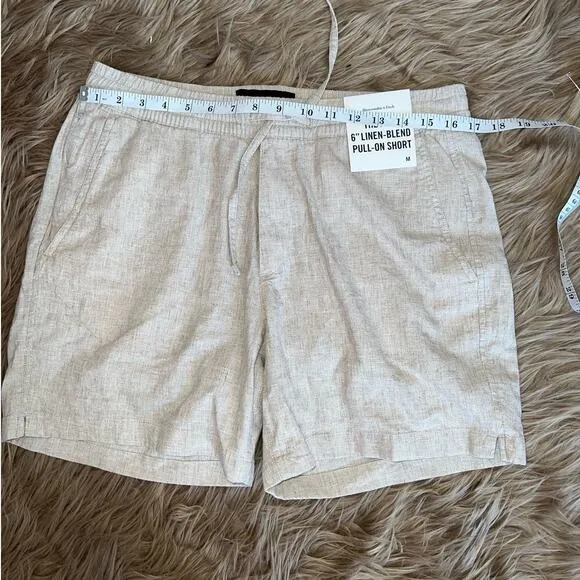 New A&amp;F 6&quot; Linen Blend Pull-On Shorts Women's Beige size M