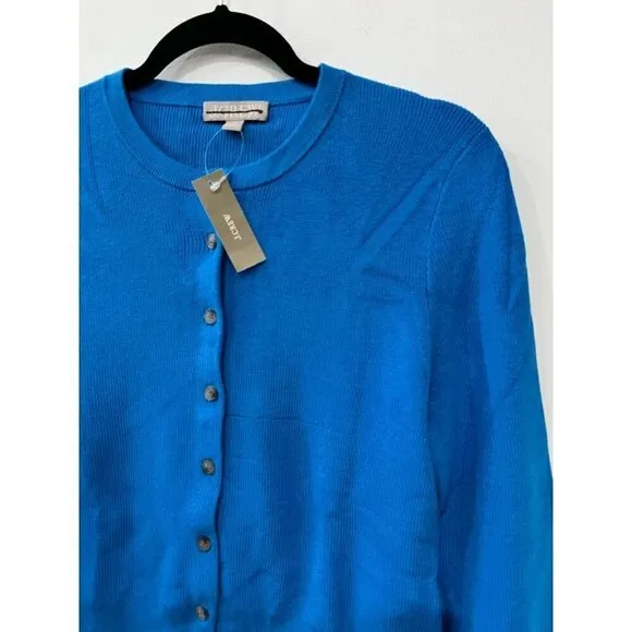 New J Crew Size M Ribbed Jackie cardigan sweater Sea Skyline BG086