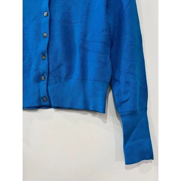New J Crew Size M Ribbed Jackie cardigan sweater Sea Skyline BG086