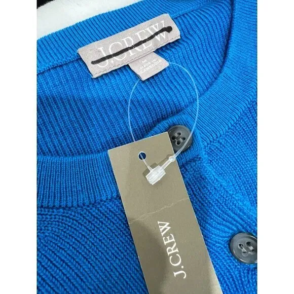 New J Crew Size M Ribbed Jackie cardigan sweater Sea Skyline BG086
