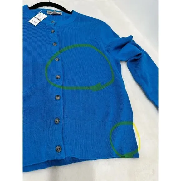 New J Crew Size M Ribbed Jackie cardigan sweater Sea Skyline BG086