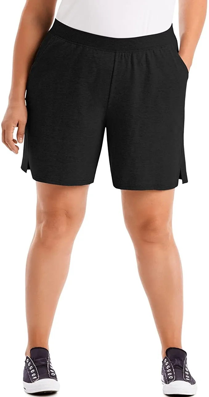 New Just My Size Women's Plus Jersey Shorts, Nice lightweight & breathable fabric,2 side pockets do not add bulkiness, Black, Sz 4X (Fits 26-28 Waist)