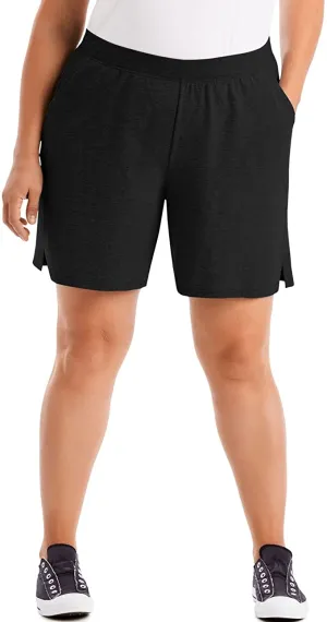 New Just My Size Women's Plus Jersey Shorts, Nice lightweight & breathable fabric,2 side pockets do not add bulkiness, Black, Sz 4X (Fits 26-28 Waist)