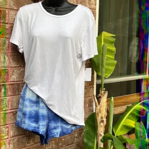 NEW Michael Stars Ava Luxe Tee and Smocked Tie Die Lined Gauze Shorts Size L