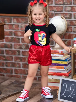 New School Dazzle Sequin Short Set