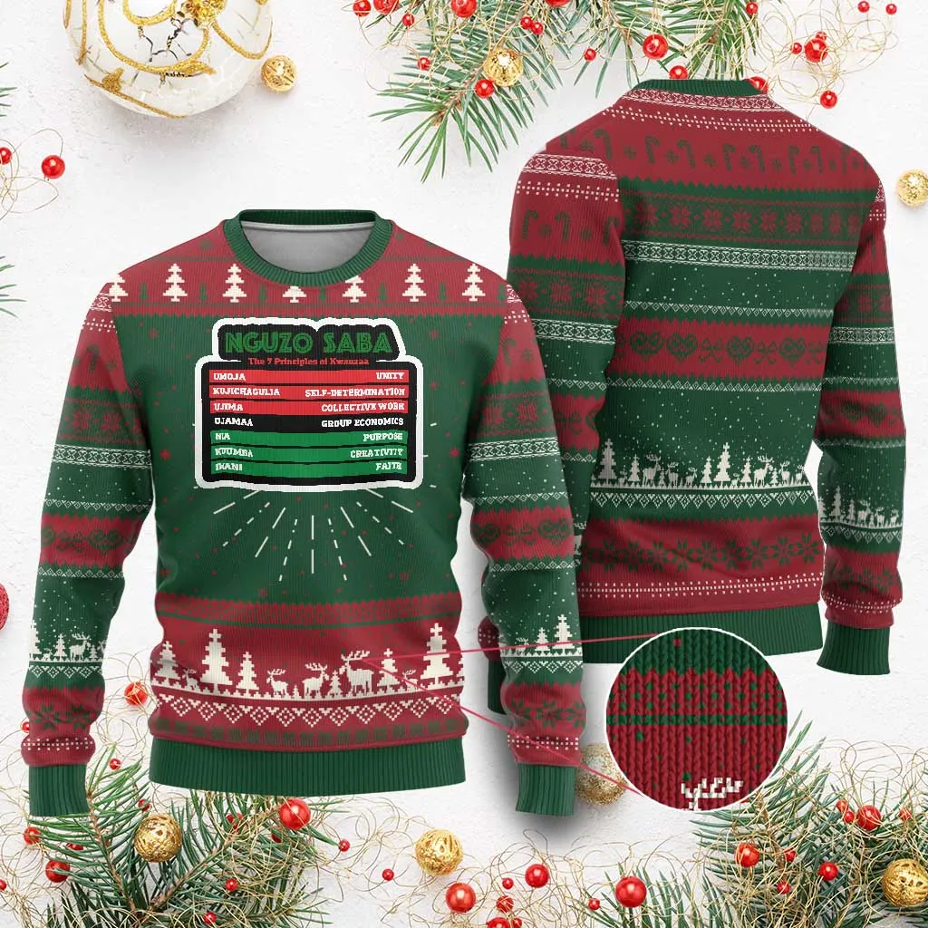 Nguzo Saba The 7 Principles Of Kwanzaa African American Ugly Christmas Sweater TS11