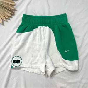 Nike Color Clash Green and White Fleece Be As You Are Gym Clover Shorts Size XS