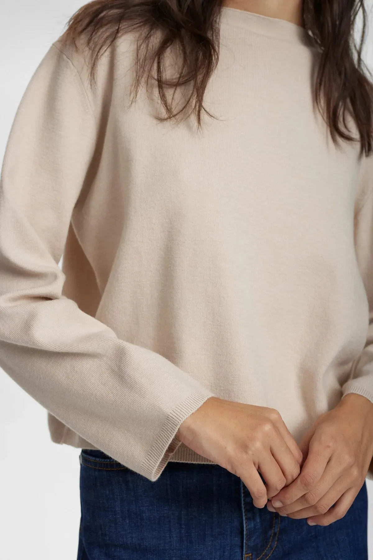 Numph Nucarma Beige High Neck Ribbed Jumper