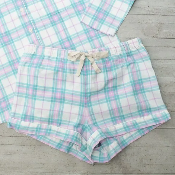 NWT J. Crew Plaid Flannel Pajama Short Set size M