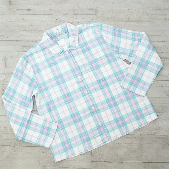 NWT J. Crew Plaid Flannel Pajama Short Set size M