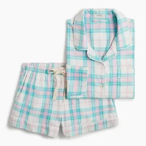 NWT J. Crew Plaid Flannel Pajama Short Set size M