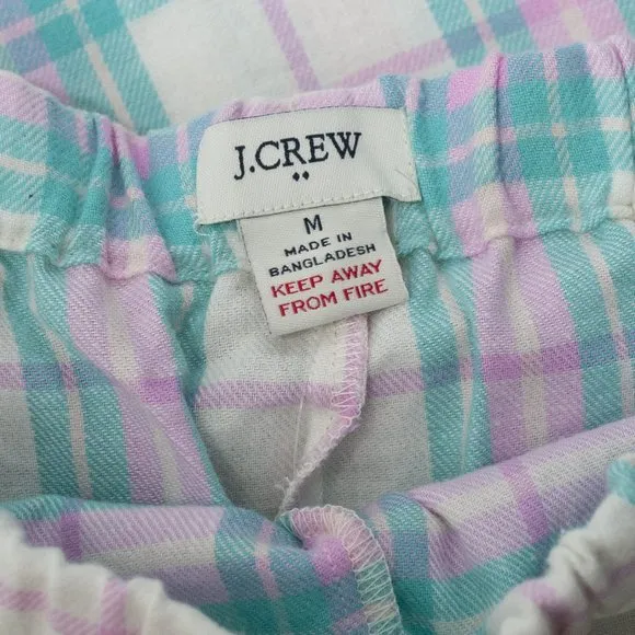 NWT J. Crew Plaid Flannel Pajama Short Set size M