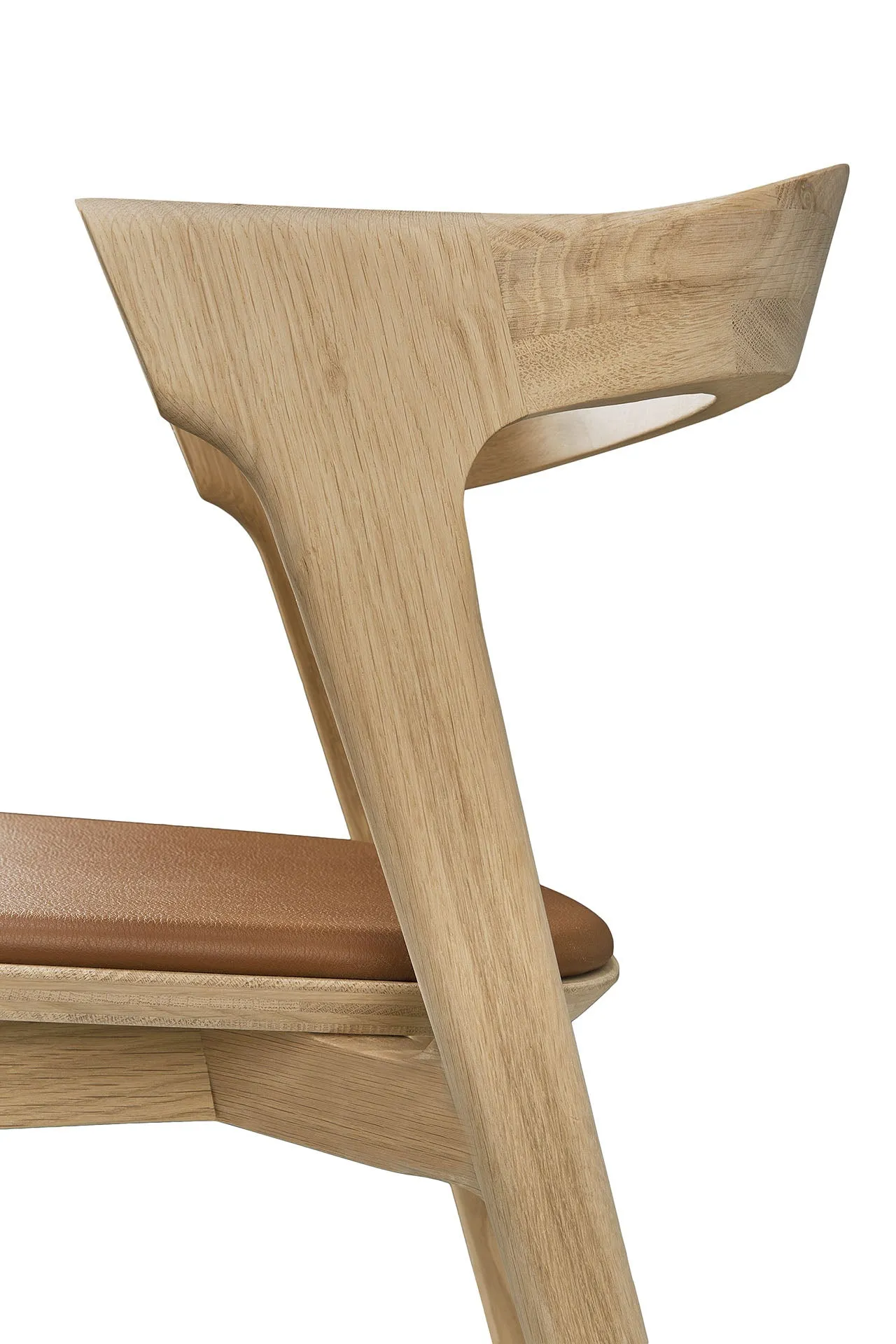 Oak Bok Dining Chair - Cognac Leather - Varnished
