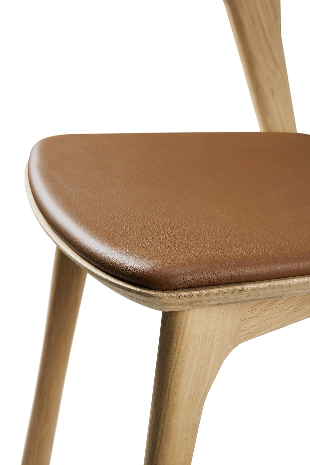 Oak Bok Dining Chair - Cognac Leather - Varnished