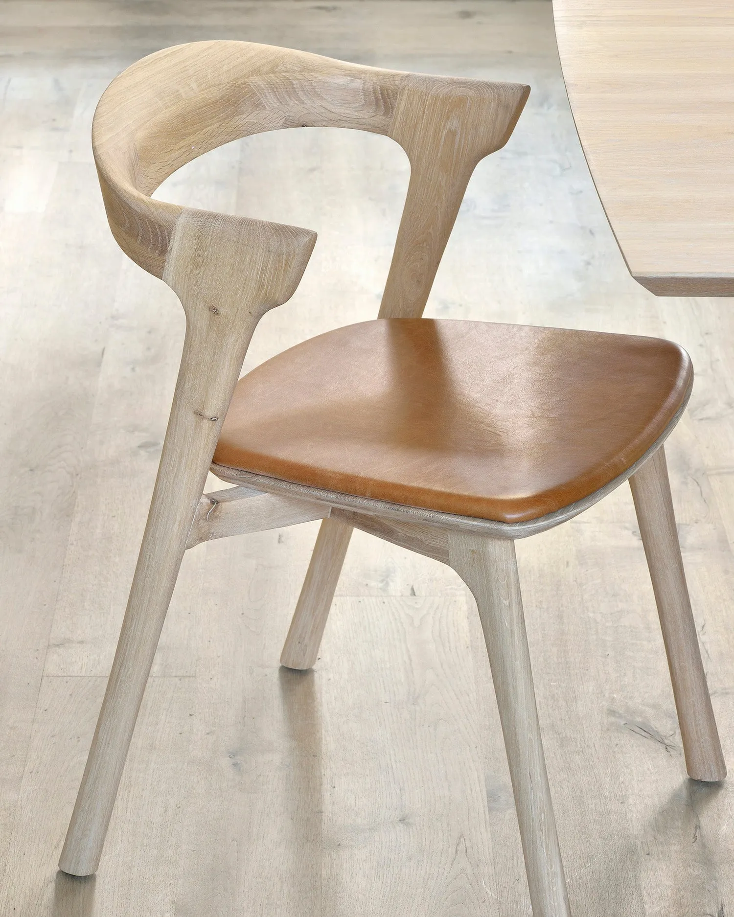 Oak Bok Dining Chair - Cognac Leather - Varnished