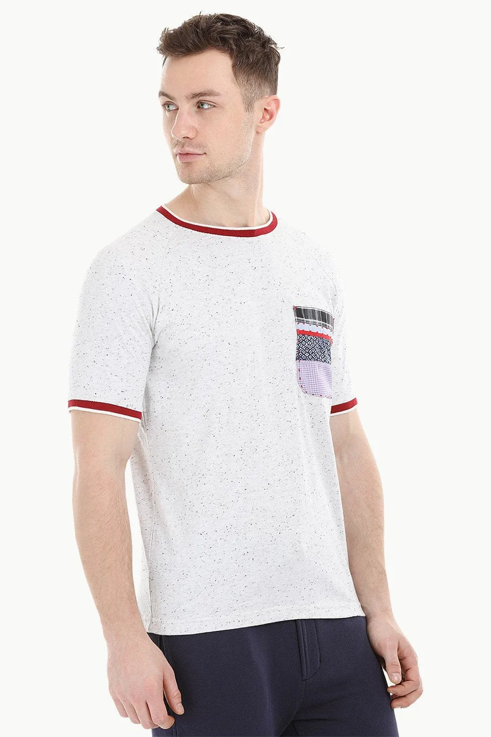 Oatmeal Contrast Pocket T-Shirt