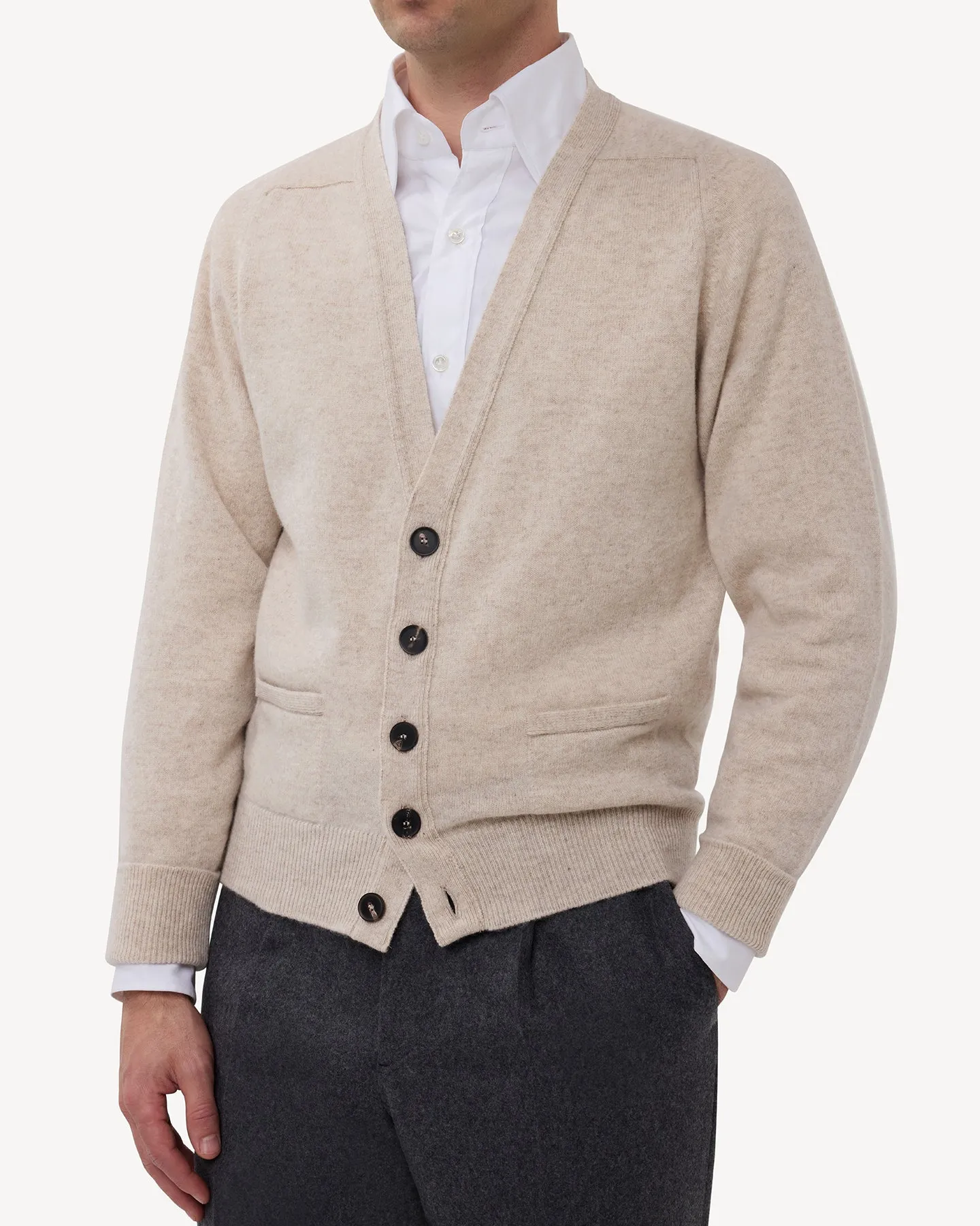Oatmeal Lambswool Cardigan