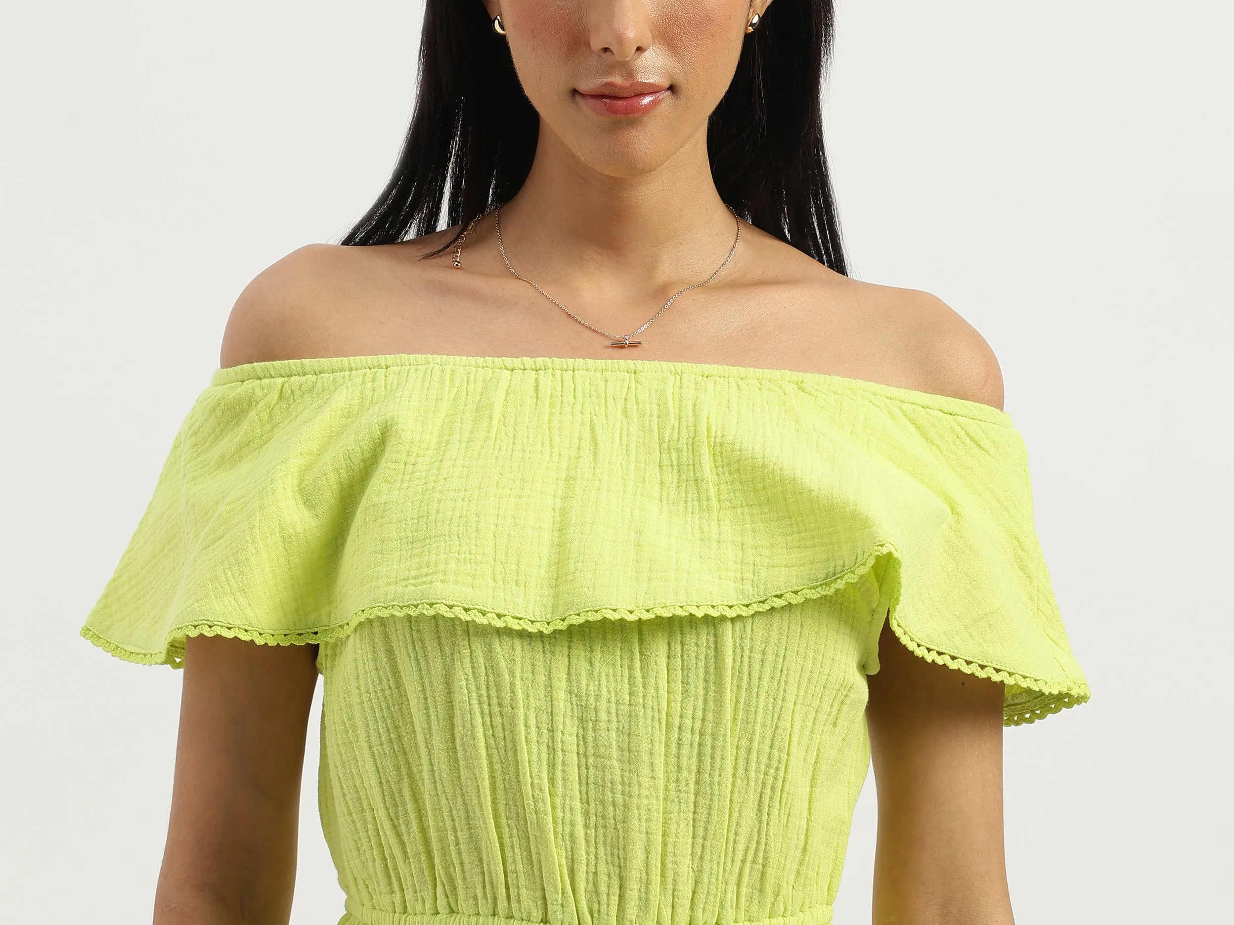 Off Shoulder Textured Dress