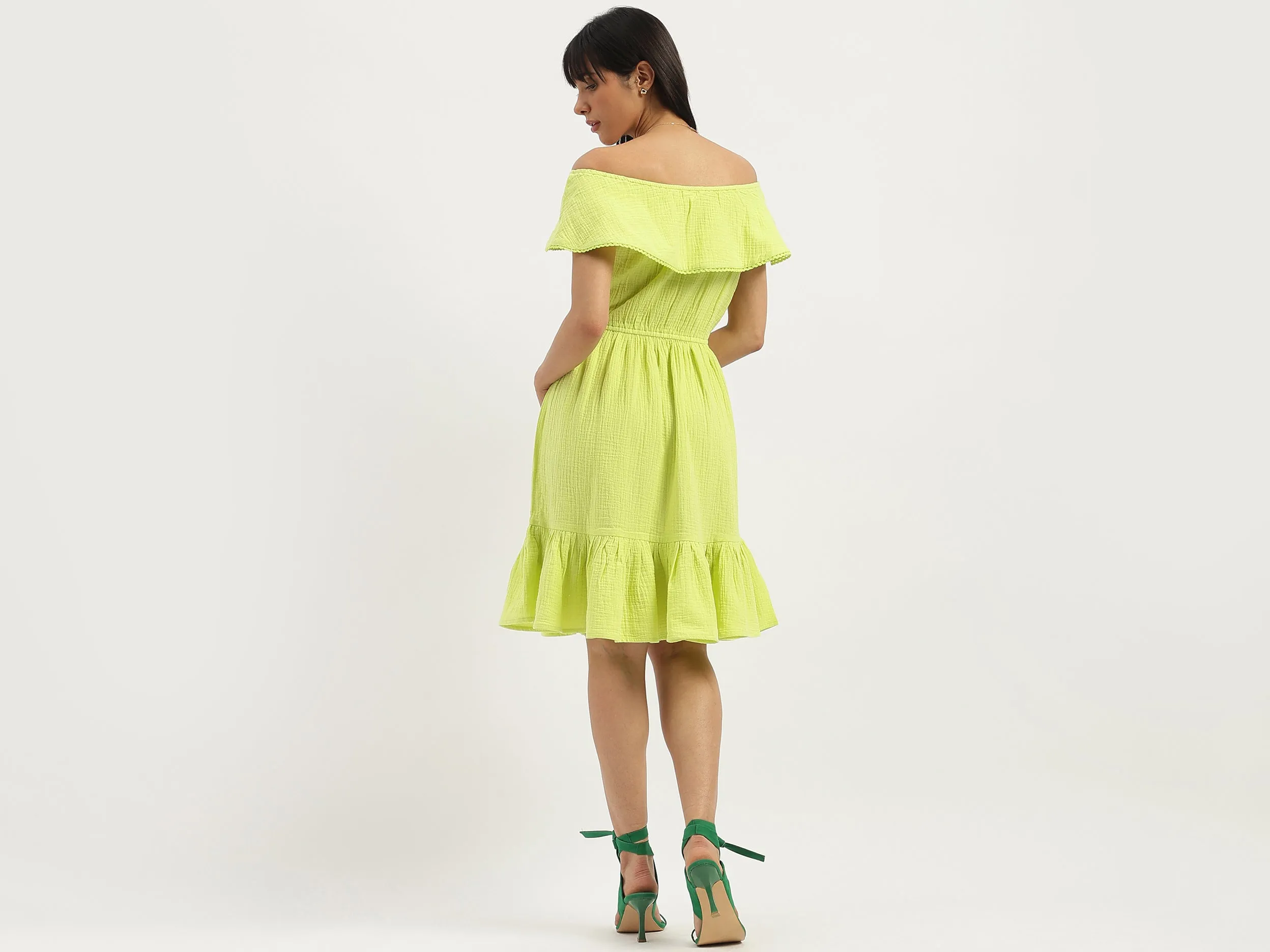 Off Shoulder Textured Dress