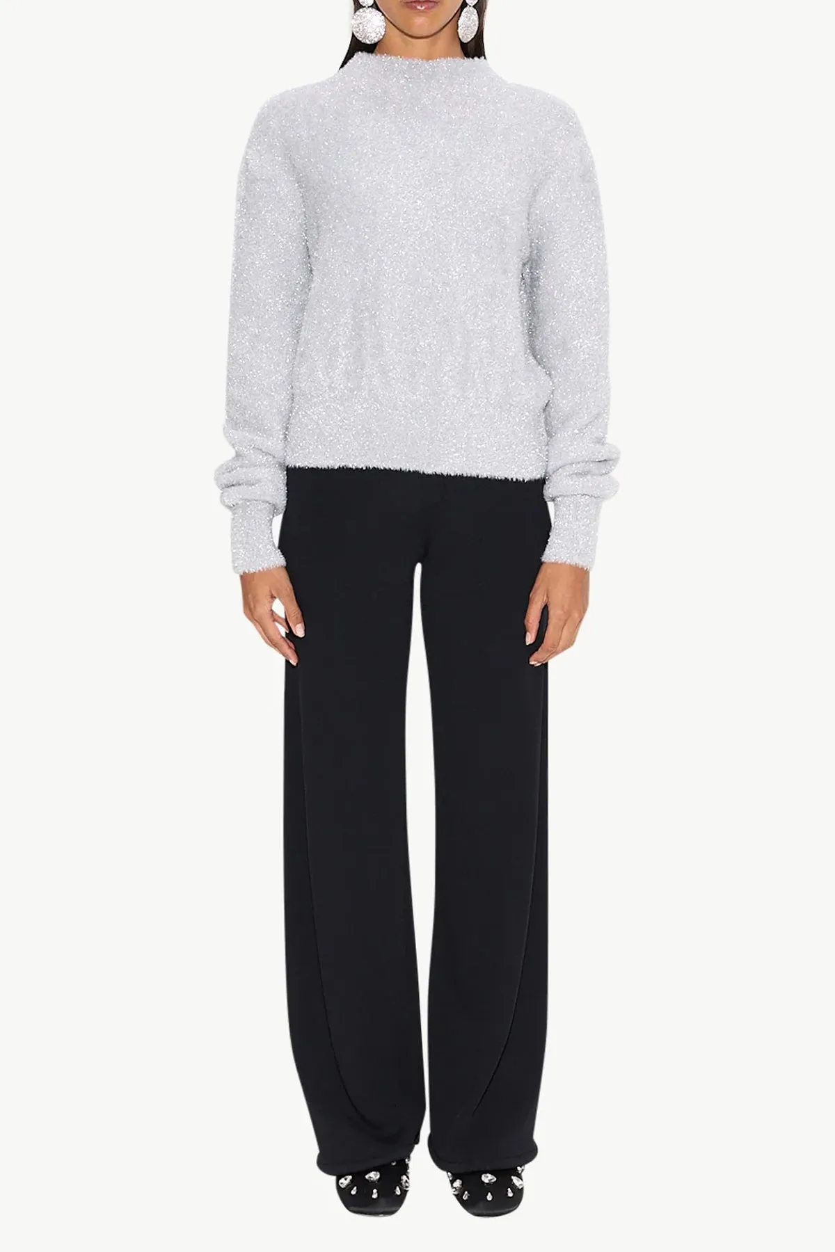 Oko Metallic Knit Sweater in Satellite Silver
