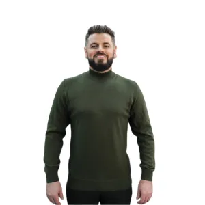 Olive Green Wool Mock Neck,  Essential  Sweater