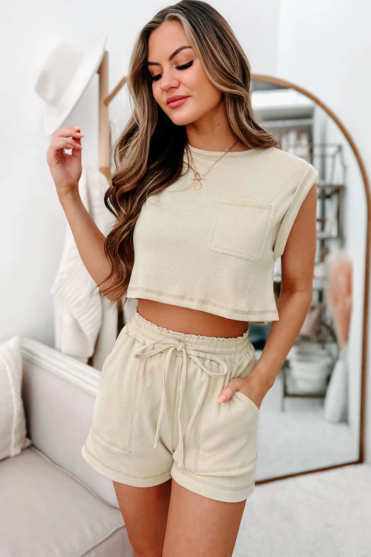 On A Lighter Note Two-Piece Short Set (Tan)
